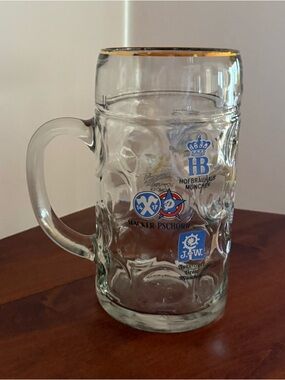 German Beer Stein with Gold Rim
8”Tall 3.3/4” across